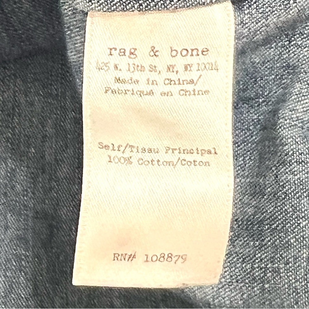 Rag & Bone Chambray Lace Neck Short Sleeve Popover Top Women’s Small - Picture 6 of 7